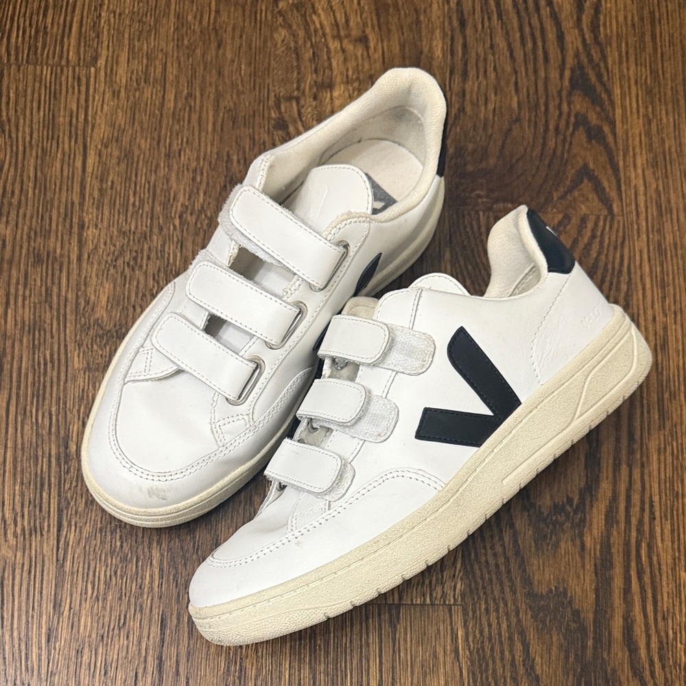 Veja White Sneakers with Black Accents